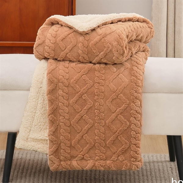 slide 2 of 5, Sherpa Blanket Twin Size Toasted Nut