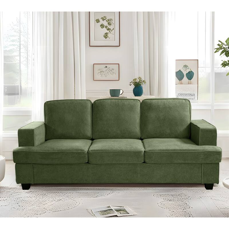Modern Velvet Sofa, Comfortable 3 Seater Couch With Deep Seating And High-Density Foam, Loose Back Cushions