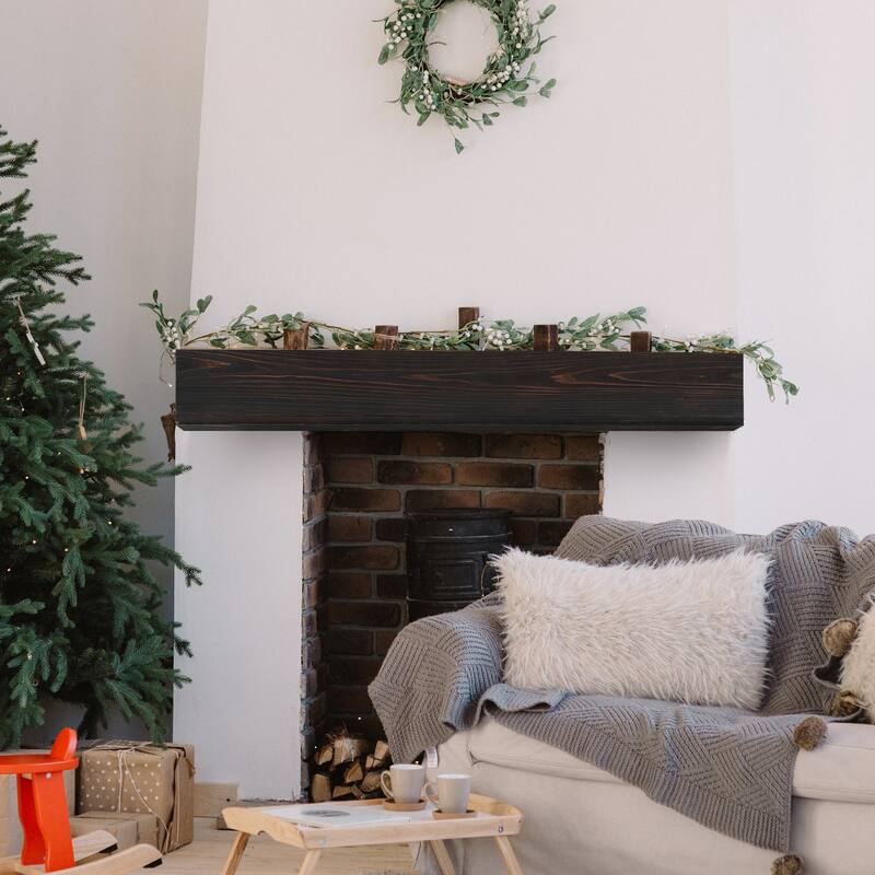 72" Rustic Wood Fireplace Mantel,Wall-Mounted & Floating Shelf for Home Decor