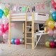 preview thumbnail 1 of 18, Full Size Stylish Design Wood Loft Bed With Built-in Storage Cabinet and Cubes,Foldable desk,Modern Design,White White