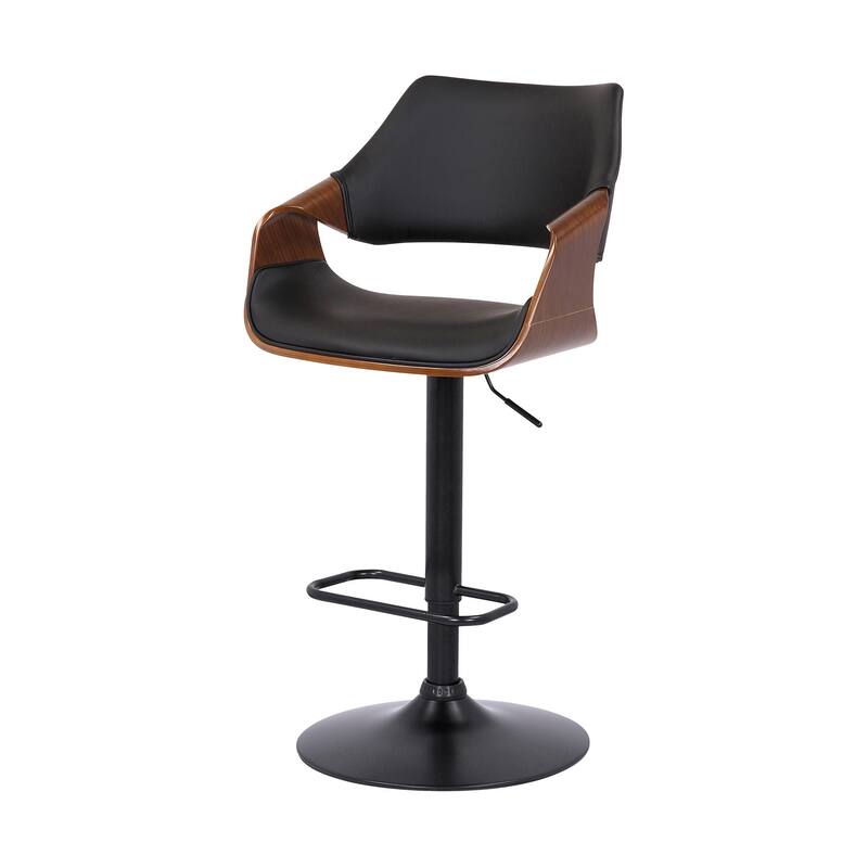 Fabric Swivel Adjustable Height Bar Chair with Iron Frame, Wood Accent and Footrest - 21” D x 21” W x 45” H