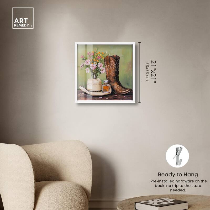 Spring Green Cowboy Necessities Shadowbox by Art Remedy