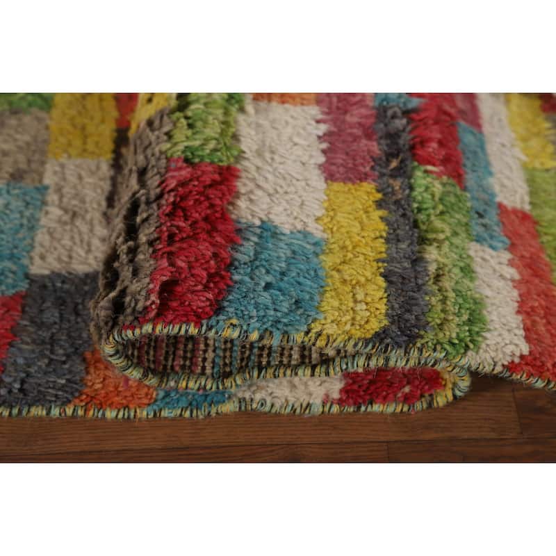 Plush Colorful Moroccan Area Rug Hand-Knotted Wool Carpet - 5'8" x 9'10"