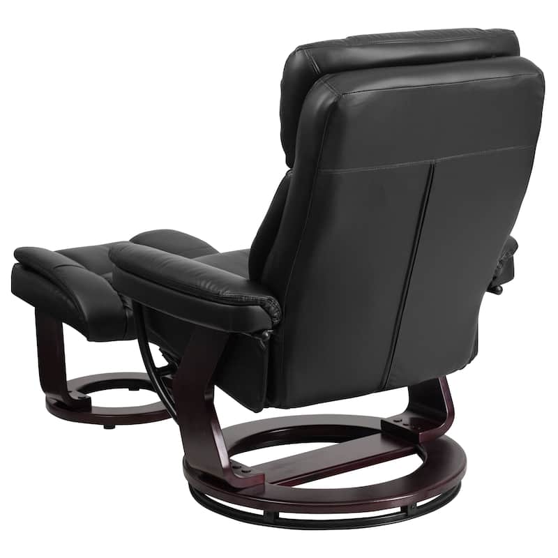 Contemporary Multi-Position Recliner and Curved Ottoman with Swivel Base