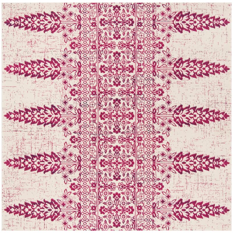 SAFAVIEH Evoke Gelinda Vintage Boho Rug - 6'7" Square - Ivory/Fuchsia