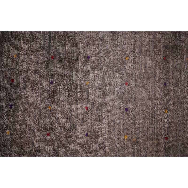 Striped Gabbeh Indian Square Area Rug Hand-Knotted Wool Carpet - 9'9"x 9'9"