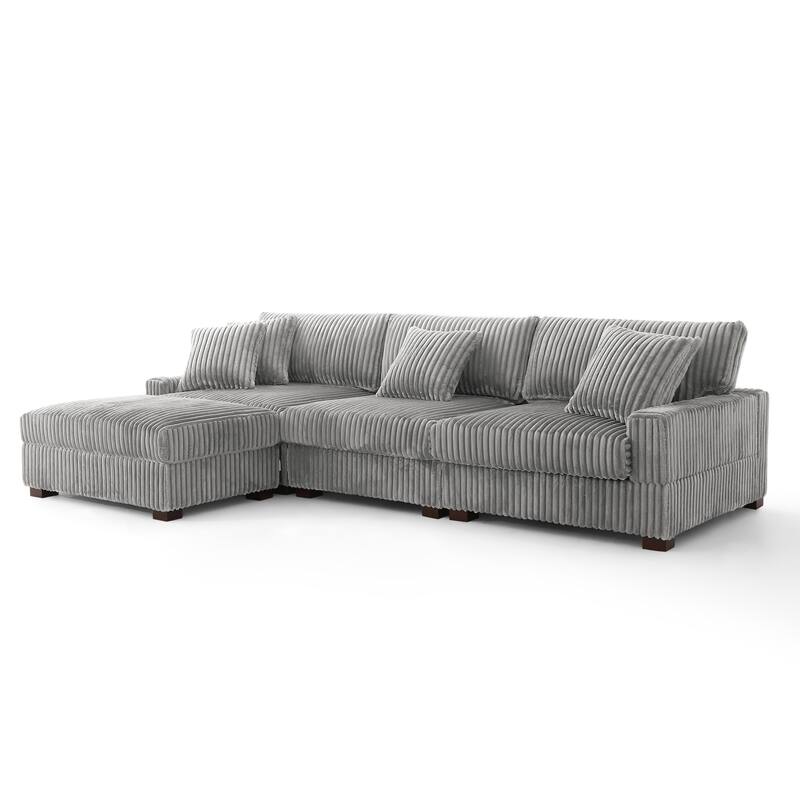 Modular Sectional Sofa Set with Adjustable Headrests and Ottomans