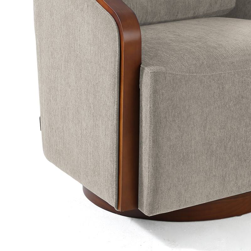 Chenille Modern 360°Swivel Barrel Chair Round Base