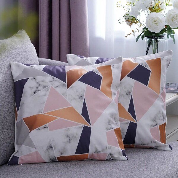 Set of 2 Multicolor Geometric Front Digital Printed Cushion Cover