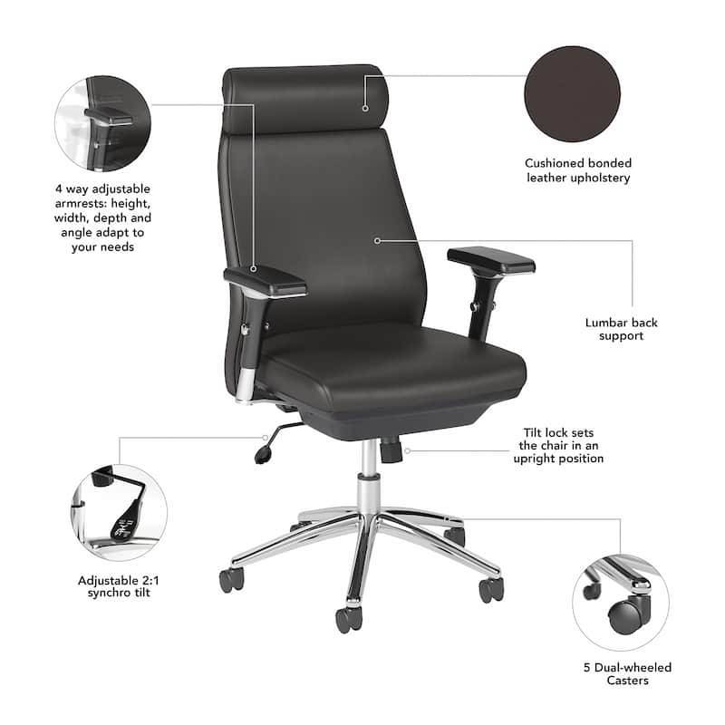 Bush Business Metropolis High Back Leather Executive Office Chair