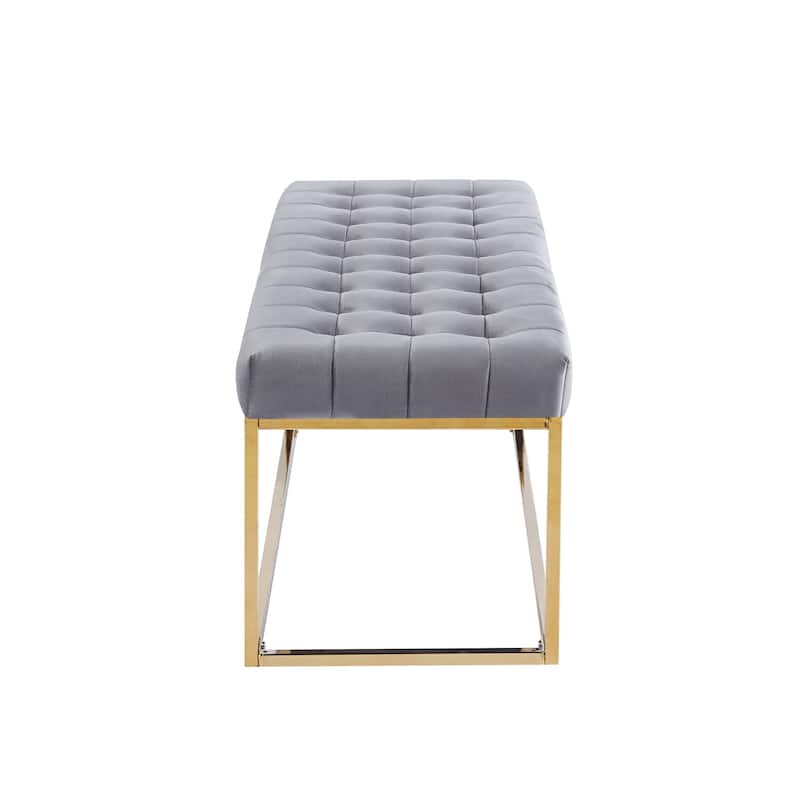 Porthos Home Wenn Tufted Velvet Bench with Gold Chrome Legs