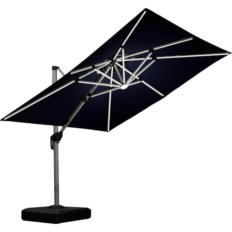 PURPLE LEAF 9 ft Double Top LED Square Patio Cantilever Umbrella