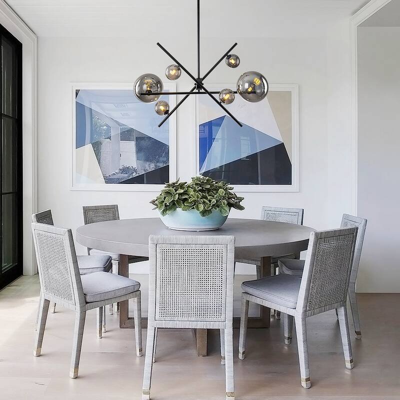 Sleek Modern 6-Light Linear Smoked Glass Mobile Chandelier - 29.9 in