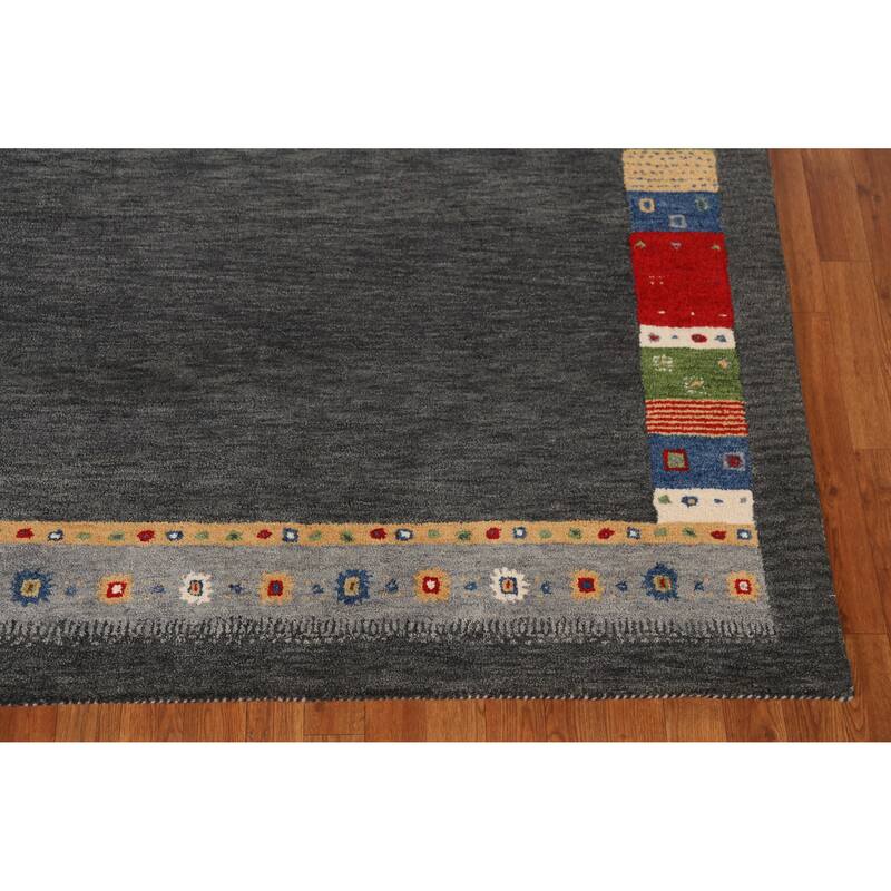 Gray Gabbeh Indian Area Rug Hand-Tufted Wool Carpet - 5'3" x 7'7"