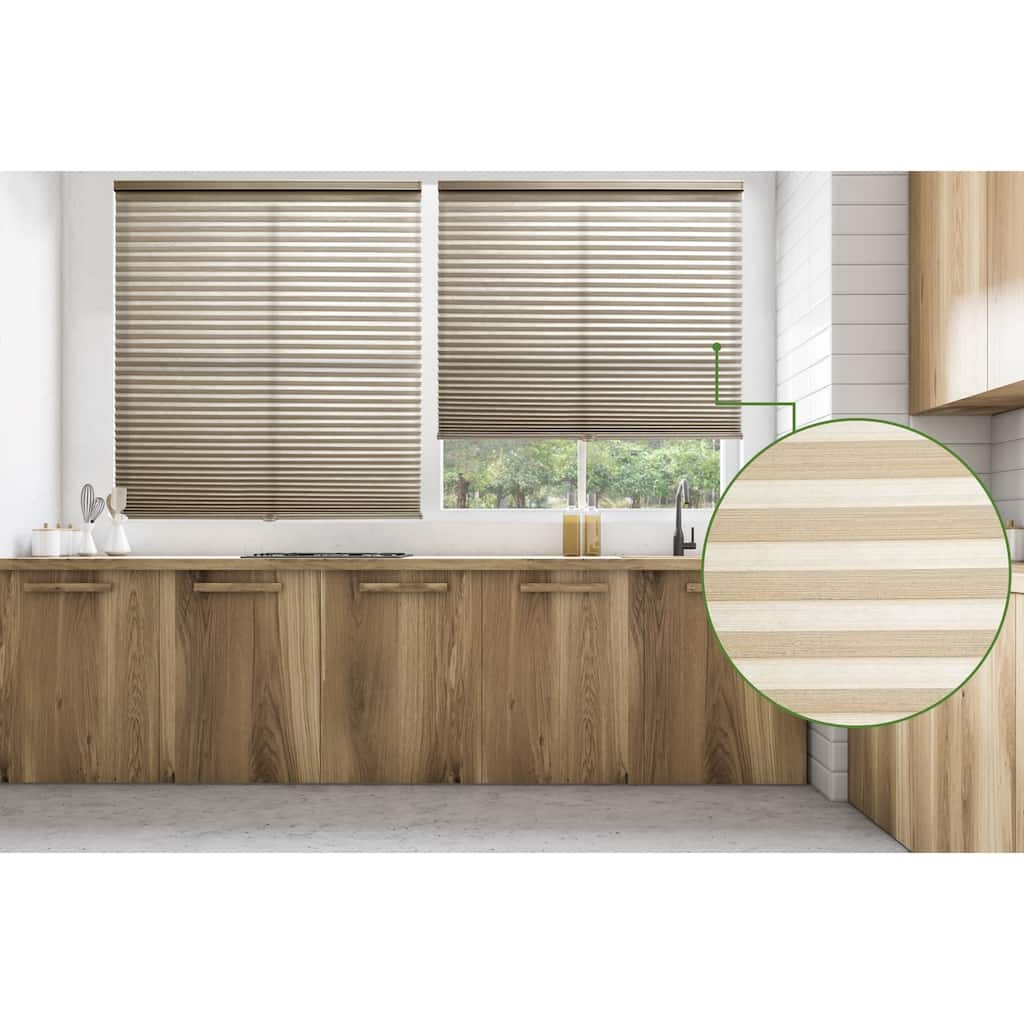 BlindsAvenue Cellular Honeycomb Cordless Shade, 9/16" Single Cell, Light Filtering, Designer Print Stone