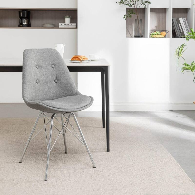 Porthos Home Upholstered Dining Chair with Chrome Metal Legs