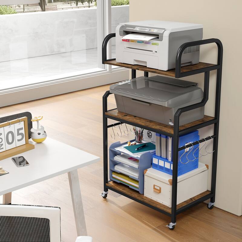Gymax 3-Tier Rolling Printer Stand Home Office Large Printer Cart w/