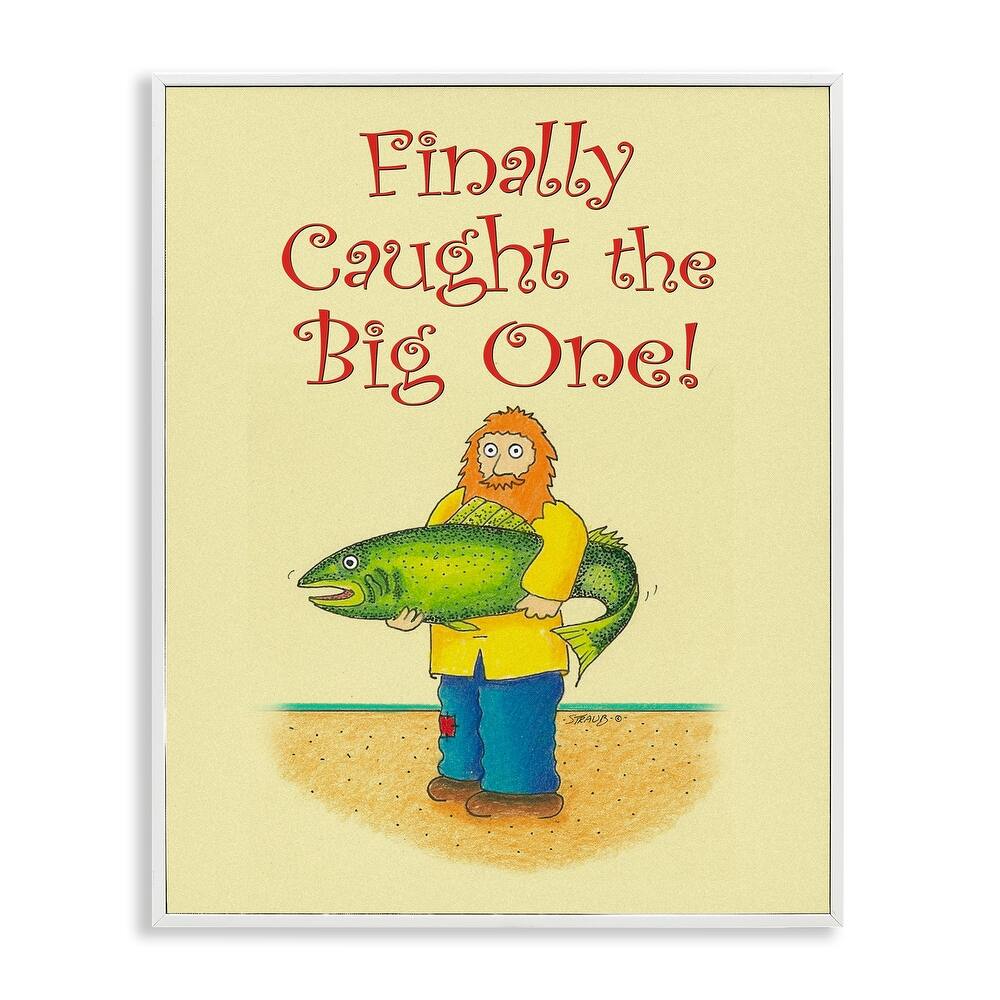 Stupell The Big One Fisherman Framed Giclee Art Design By Roger Straub