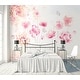 Floral Romantic Blossom Pink Flower Removable Textile Wallpaper - On ...