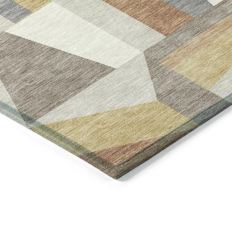 Machine Washable Indoor/ Outdoor Contemporry Mosaic Chantille Rug