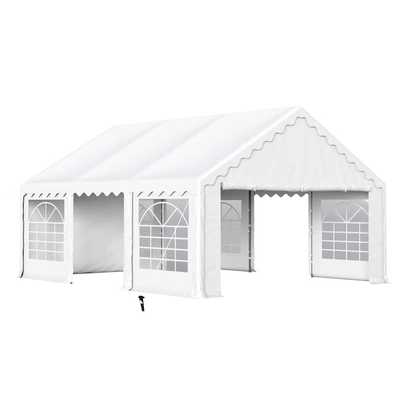 13 x 26 FT Wedding Party Tent with 8 Removable Walls Outdoor PE/Iron Heavy Duty Gazebo Canopy Tent