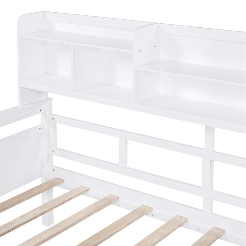 Twin size Daybed,Wood Slat Support,w/Bedside Shelves and Two Drawers