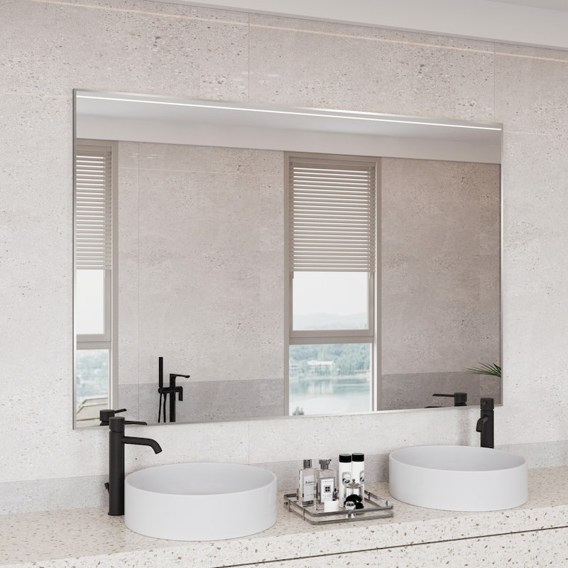 Aluminum Alloy Framed Wall Mounted Bathroom Vanity Accent Mirror in - 60" * 40" - Brushed Nickel