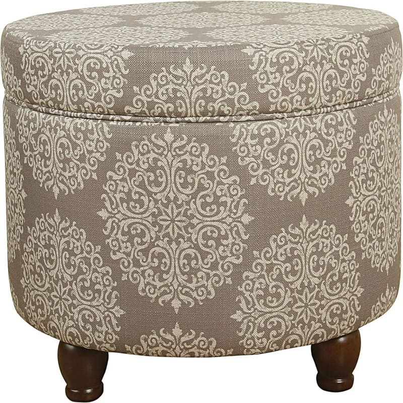 Upholstered Round Storage Ottoman Large - Brown