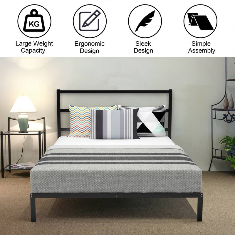 Costway Twin/Full Metal Bed Platform Frame Heavy Duty Mattress