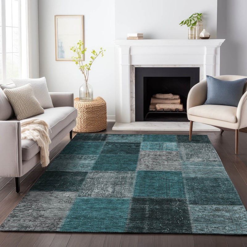 Premium Washable Super Soft Vintage Global Mayfield Rug - Teal - 5' x 7' 6" - Rectangle