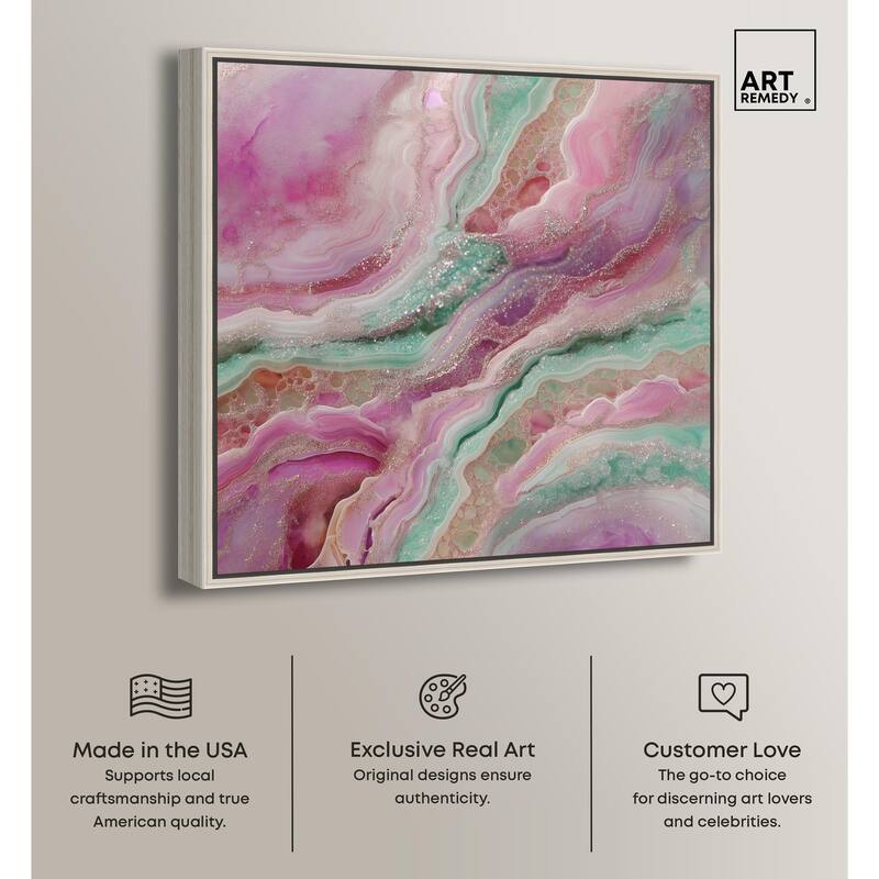 Pink and Mint Crystal IV Canvas by Art Remedy