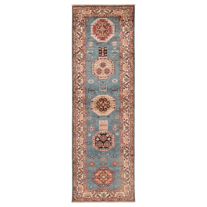 ECARPETGALLERY Hand-knotted Aryana Sky Blue Wool Rug - 2'7 x 8'0 - Sky Blue - 2'7 x 8'0