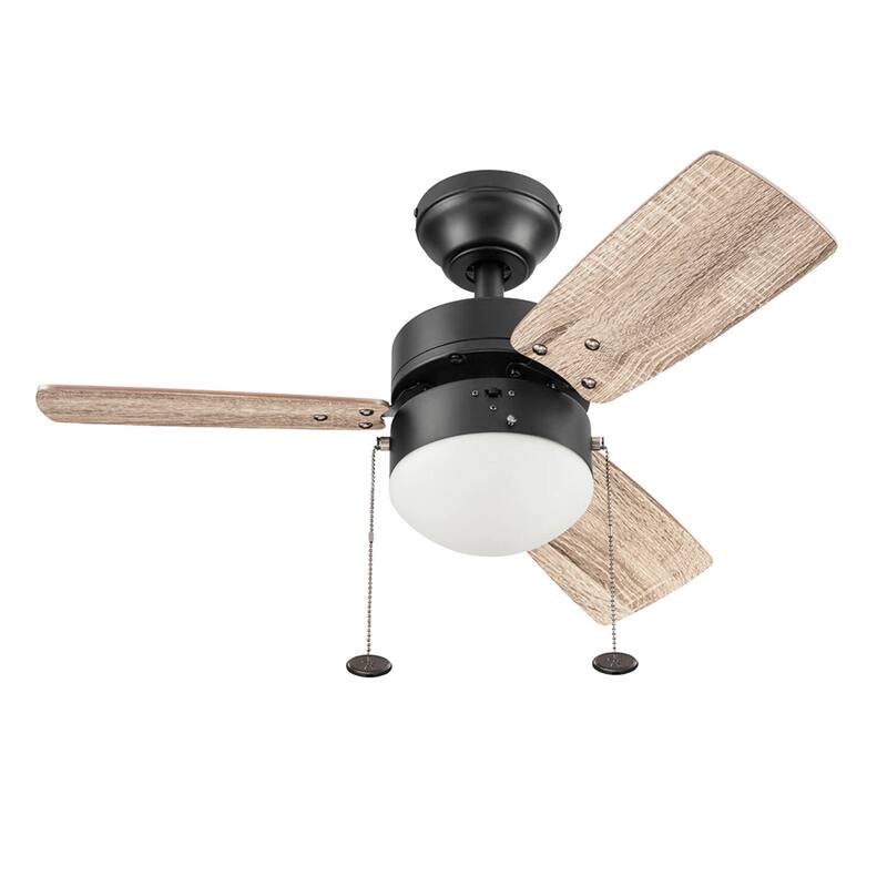 30" Prominence Home Rawling Bronze Contemporary Indoor LED Ceiling Fan with Light, Pull Chain - 30