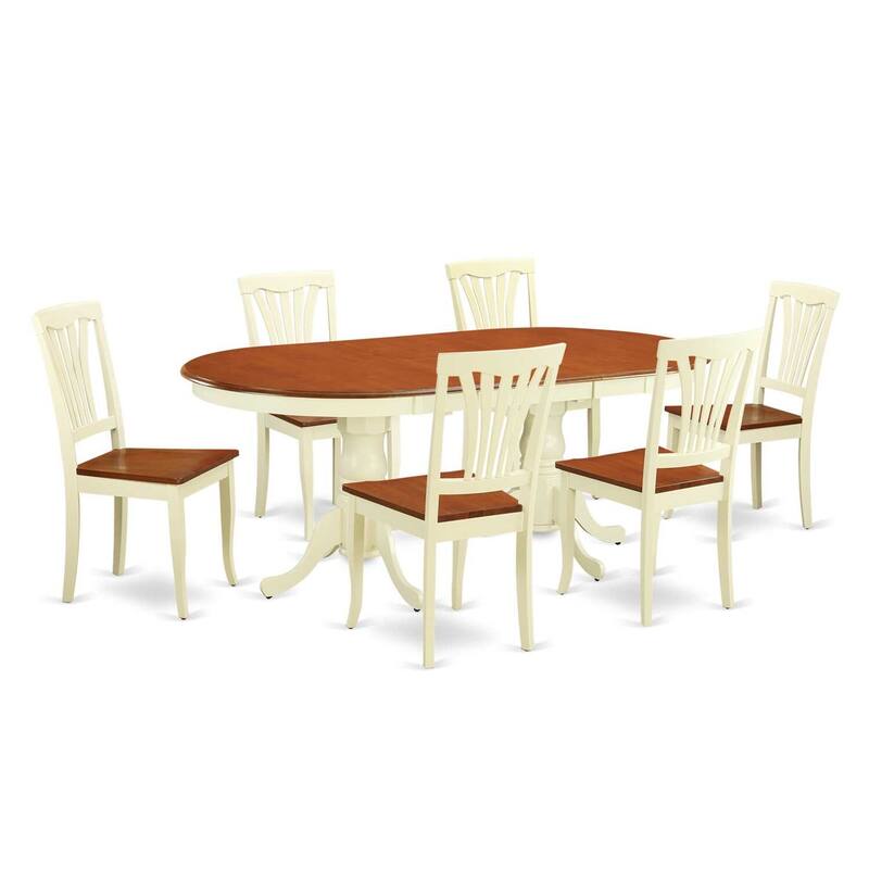 Dining Table Set with Chairs - 9 Piece Vintage Style Room Set - Saddle Brown Finish