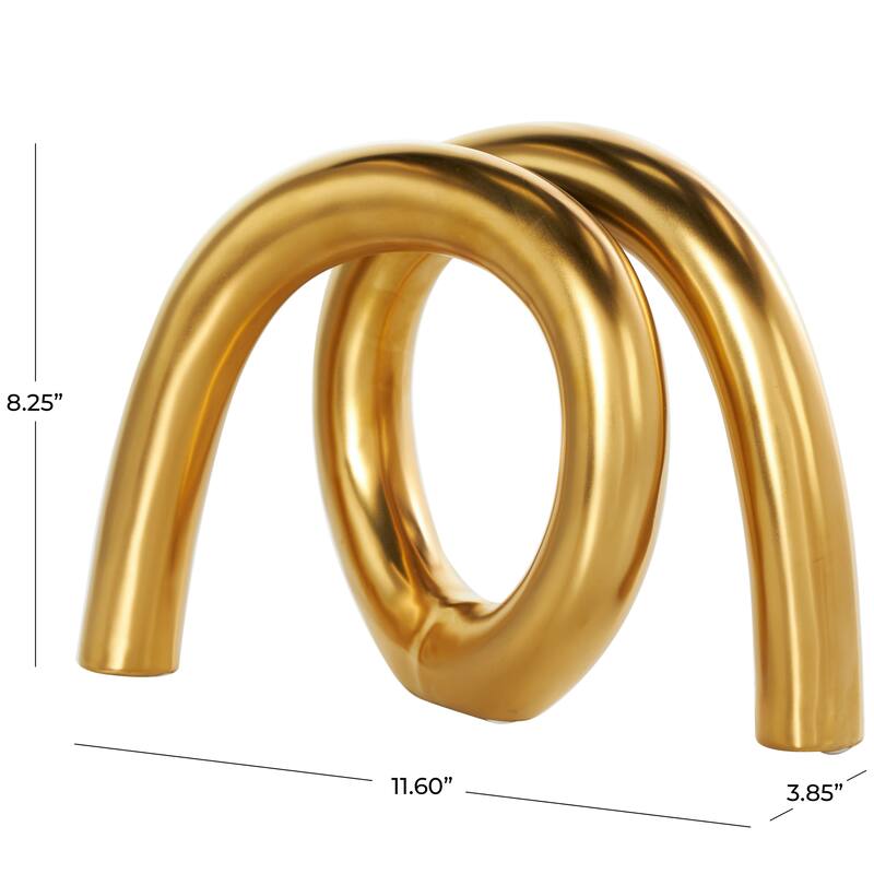 Silver, Gold or Multi Ceramic Rounded Loop Abstract Sculpture