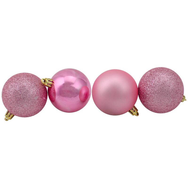 60ct Bubblegum Pink Shatterproof 4-Finish Christmas Ornaments 2.5"