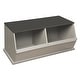 preview thumbnail 13 of 22, Taylor & Olive Lantana Two Bin Stackable Storage Cubby Woodgrain/Gray