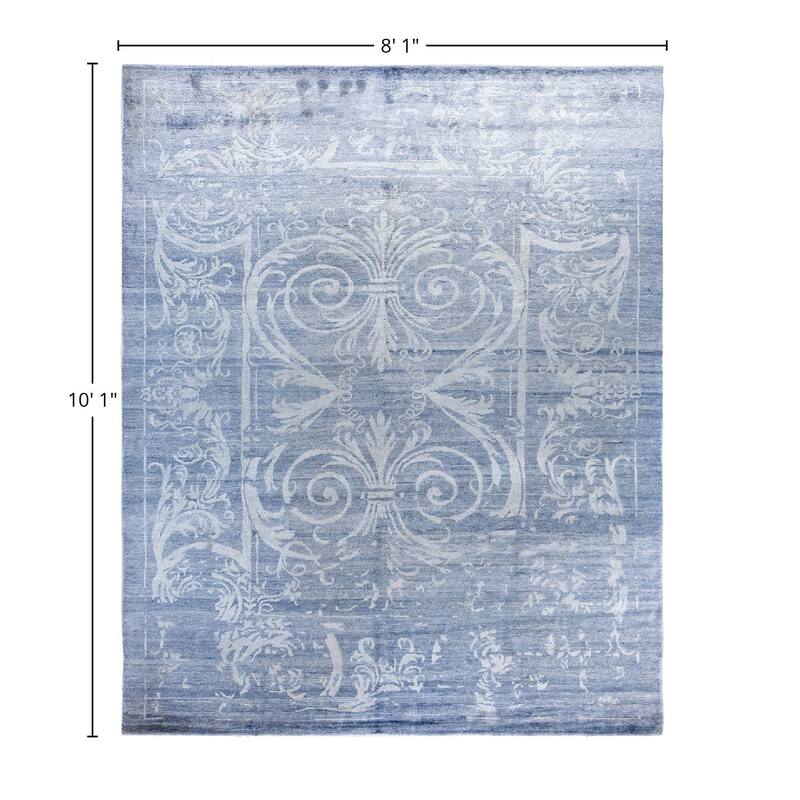 Modern One-of-a-Kind Hand-Knotted Area Rug, Blue - 8' 1" x 10' 1"