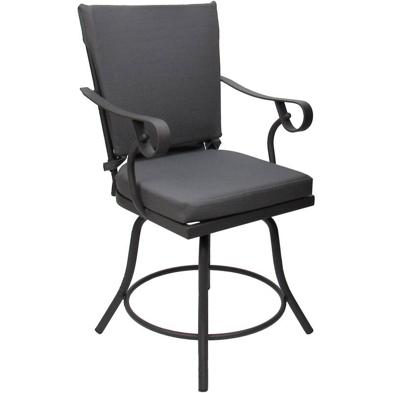 Outdoor or Indoor Patio Swivel Dining Chair - Jamey - Dark Gray Linen - Gray