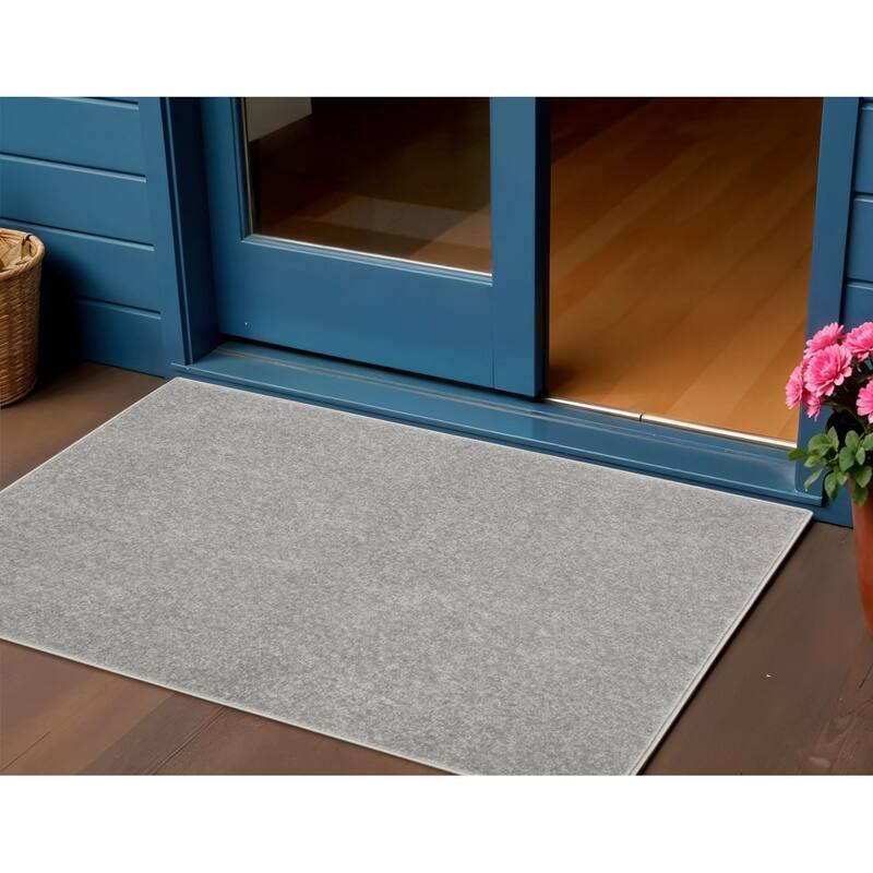 HomeRoots Contemporary Rectangle Outdoor Rug - 2' x 4' - Grey - 2' x 4'