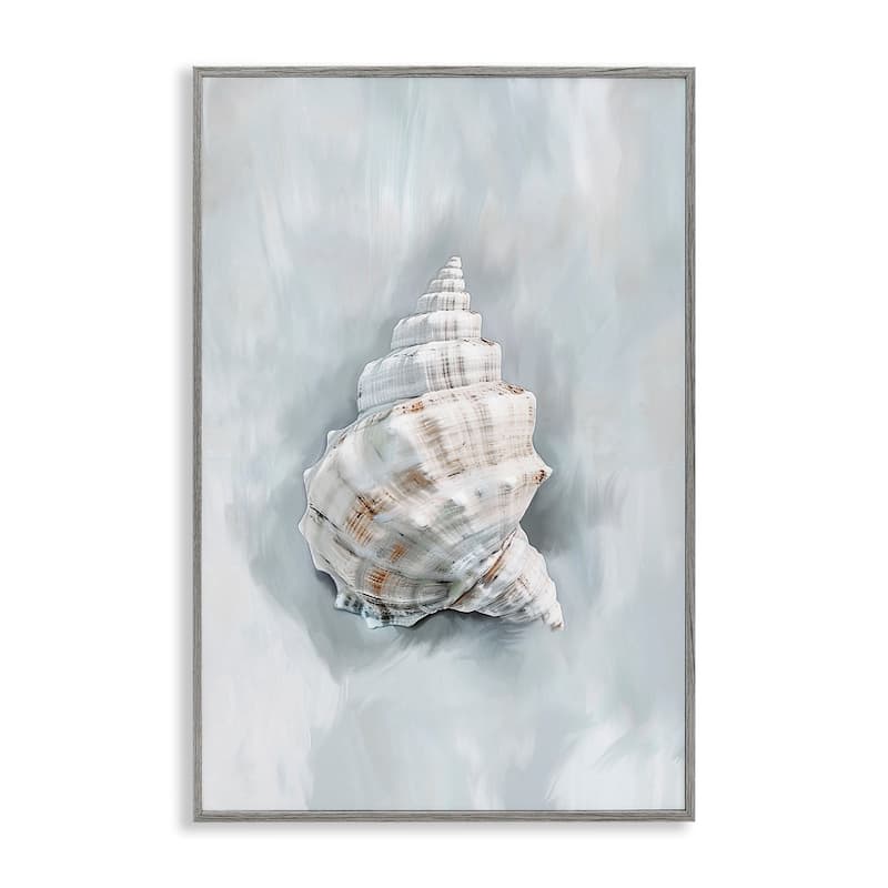 Stupell Conch Seashell Mirage Framed Giclee Art Design By Ramona Murdock - 16 x 24 - Grey