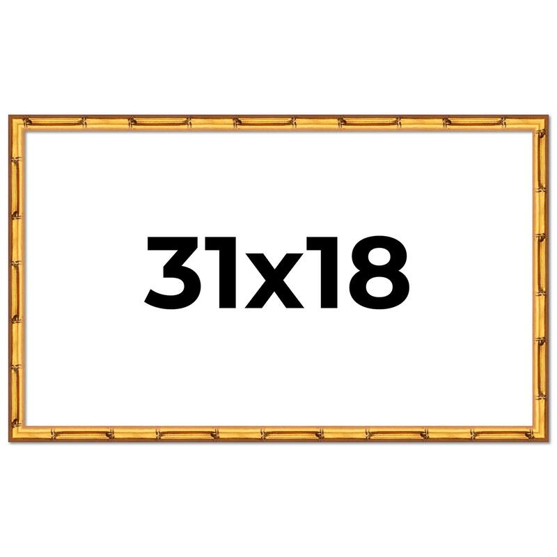 31x18 Frame Gold Bamboo Picture Frame Modern Photo Frame Includes UV Acrylic Shatter Guard Front Acid Free Foam Backing Board