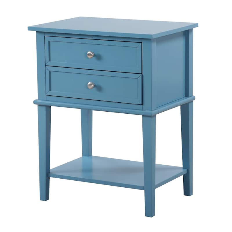 2-Drawers Nightstand Accent Table - 28" - Blue