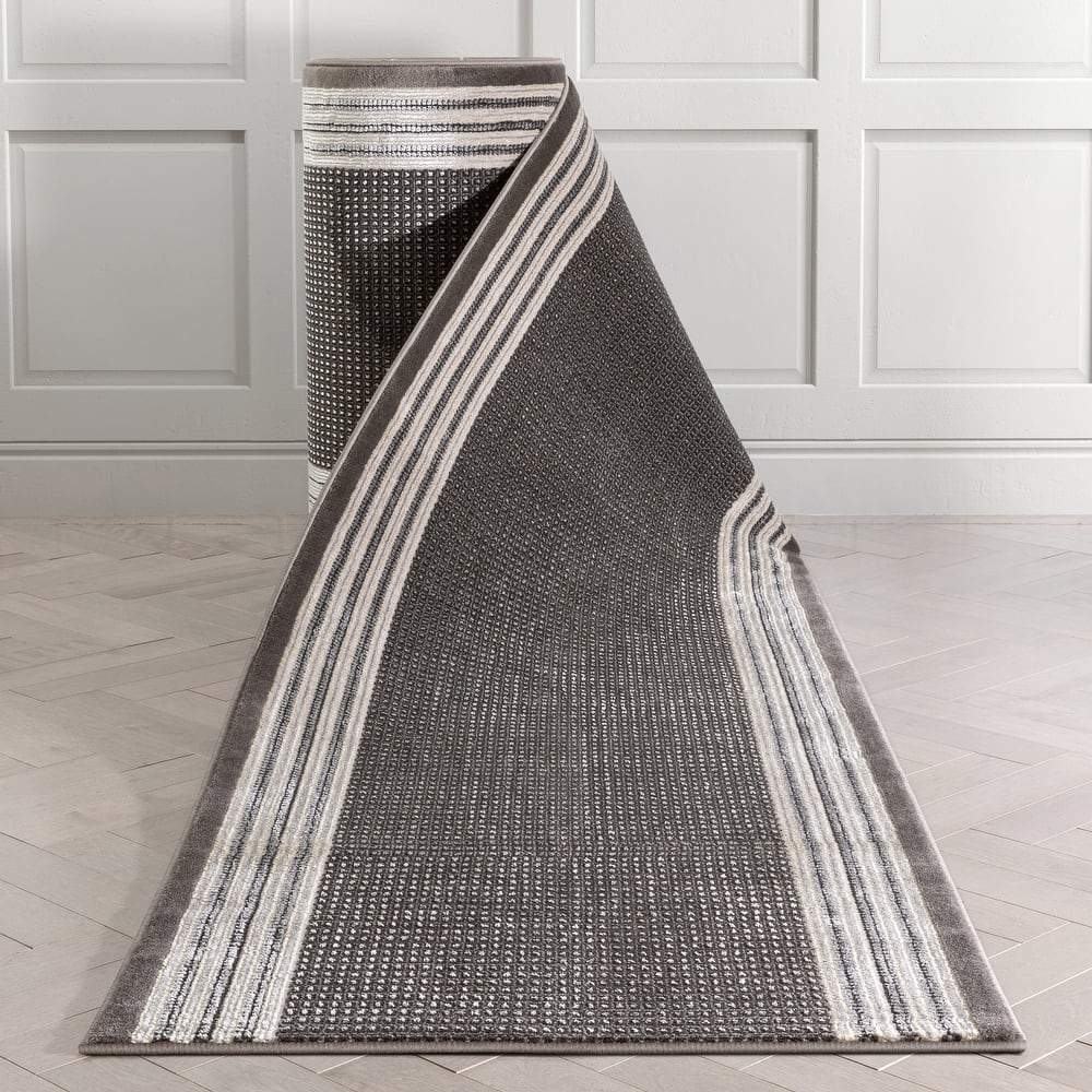 Custom Size Runner Fairmont Waylon Glam Solid & Striped Stair Rug