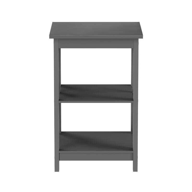 Somerset Home Bedside or End Table with X-Legs, Gray