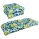 preview thumbnail 3 of 21, Rounded Back Tufted Indoor/Outdoor Settee Cushion Set (Set of 3) - 19 x 19 Lesandra Sunblue