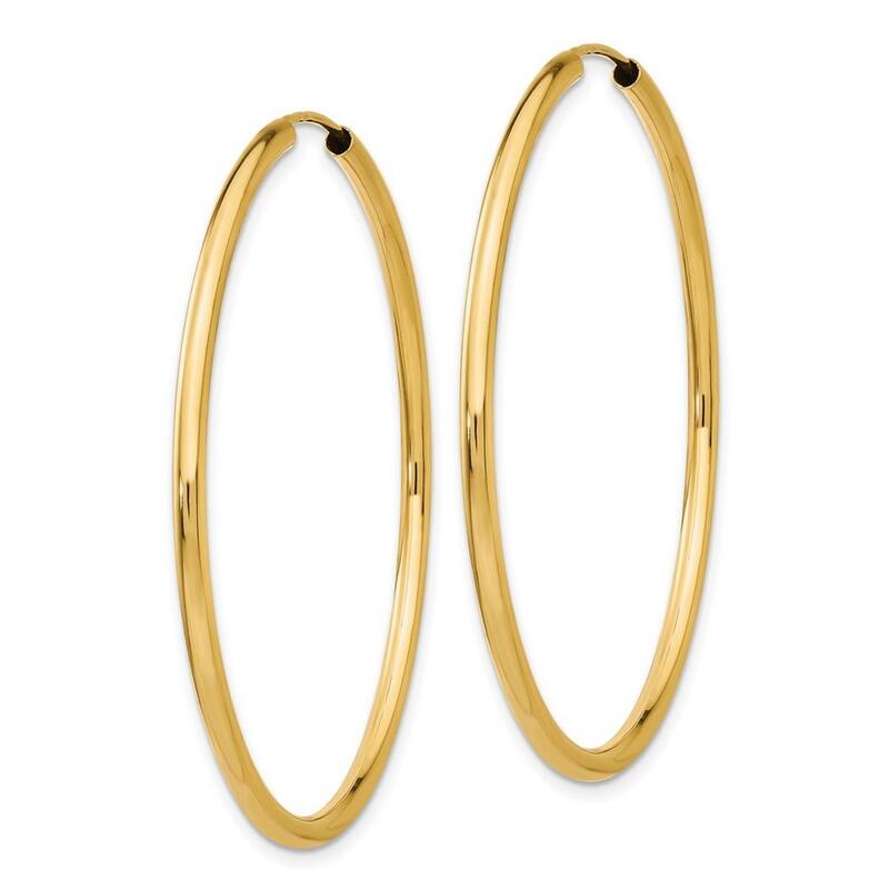 Curata 14k Yellow Gold 2x41mm Polished Endless Hoop Earrings