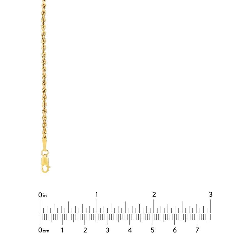 Curata 14k Yellow Gold 2mm Hollow Rope Chain Necklace (Lobster)