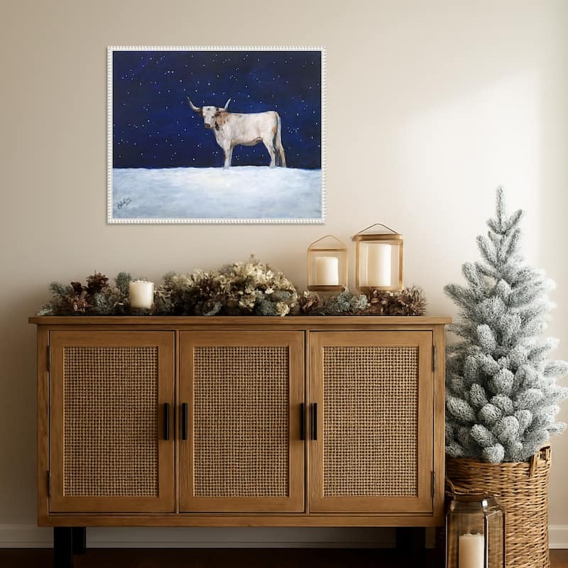 Journey Through the Snow III by Kathy Winkler (28 x 23 in.), Framed Canvas Wall Art Print - Sylvie Beaded White