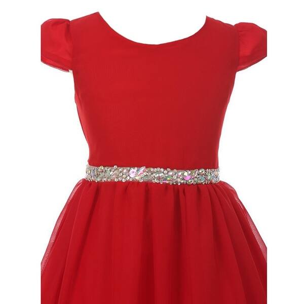Shop Kiki Kids Girls Red Chiffon Rhinestone Waist Christmas Dress
